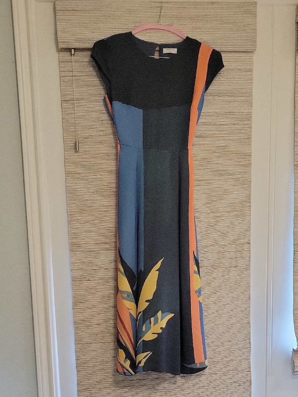 Babaton Blue and Orange Botanical Panel Maxi Dress